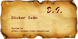Dicker Iván névjegykártya